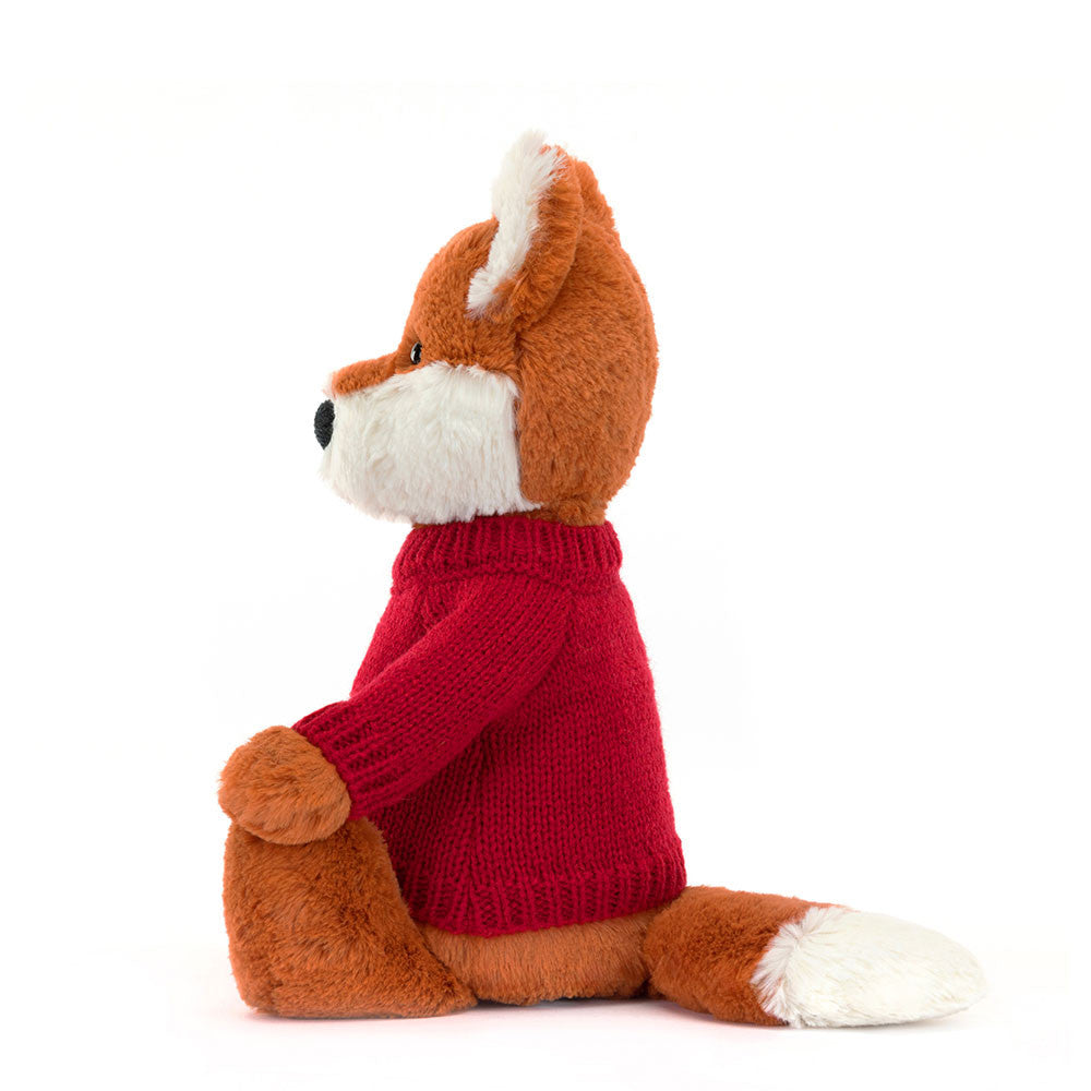 Bashful Fox Cub with Personalized Red Jumper