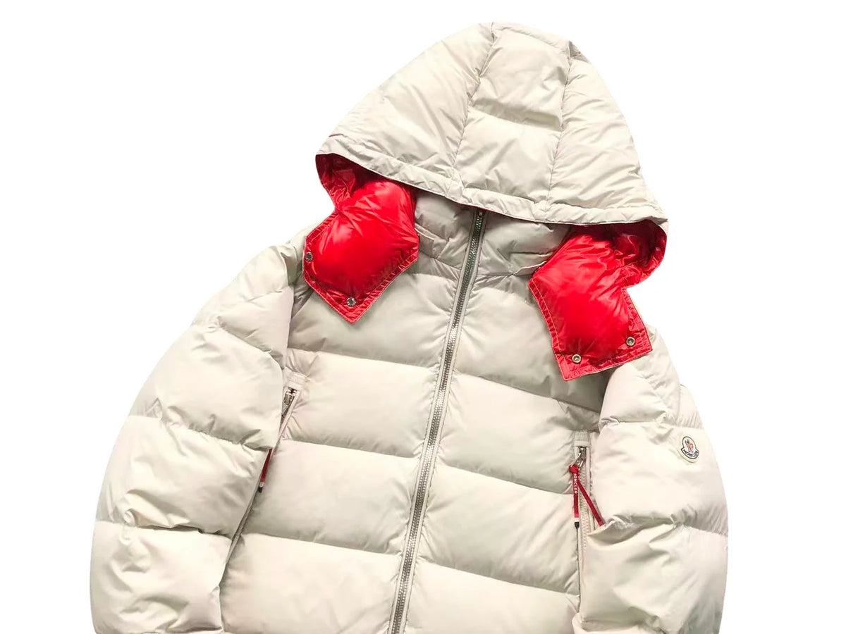 Moncler Poirier Down Jacket – White & Red