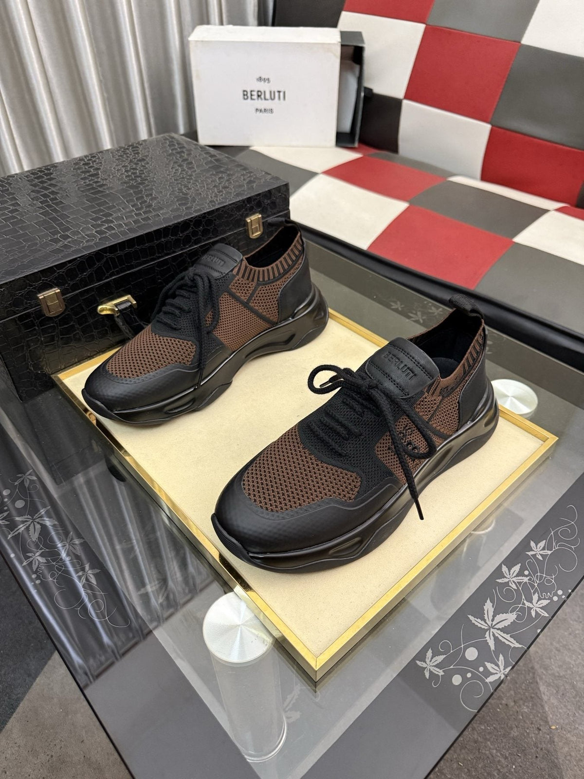 BERLUTI Men's Mesh-Panel Lace-Up Sneakers
