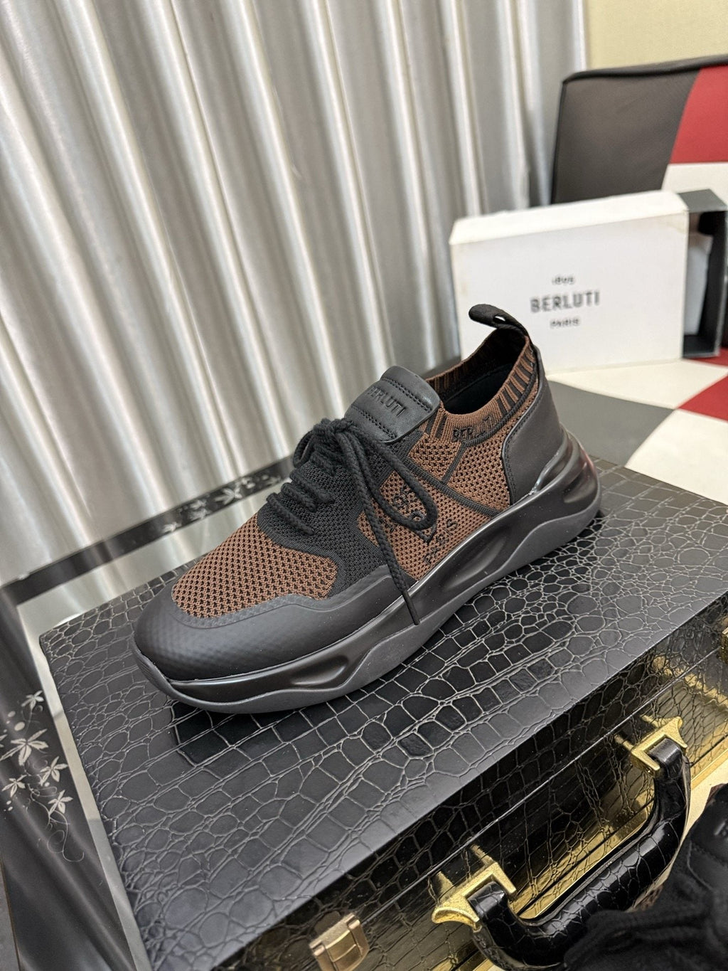 BERLUTI Men's Mesh-Panel Lace-Up Sneakers