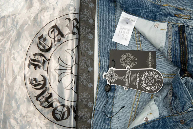 Chrome Hearts Levi's 905 Black Cross Patch Light Blue Jeans